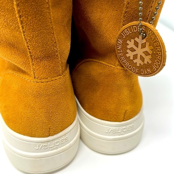 J/SLIDES Torrie Cognac Waterproof Suede Hi Top - Picture 15 of 16